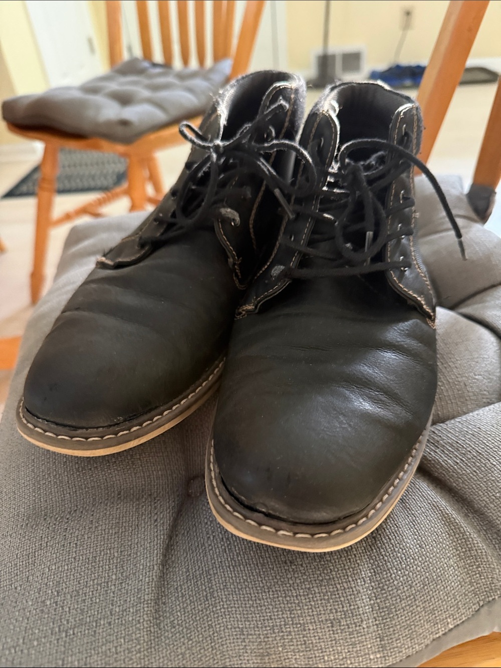 Men's Black Leather Chukka Boots with Tan Welt